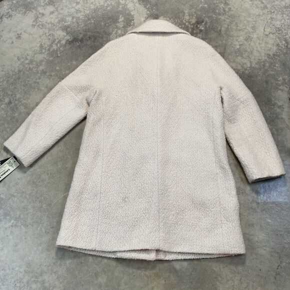 London Fog Heritage Coat Womens Large Ivory Double Breasted Wool Blend Classic - Picture 9 of 13